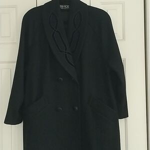 Russell Scott Vintage Black Maxi Dress Coat with Embroidery
